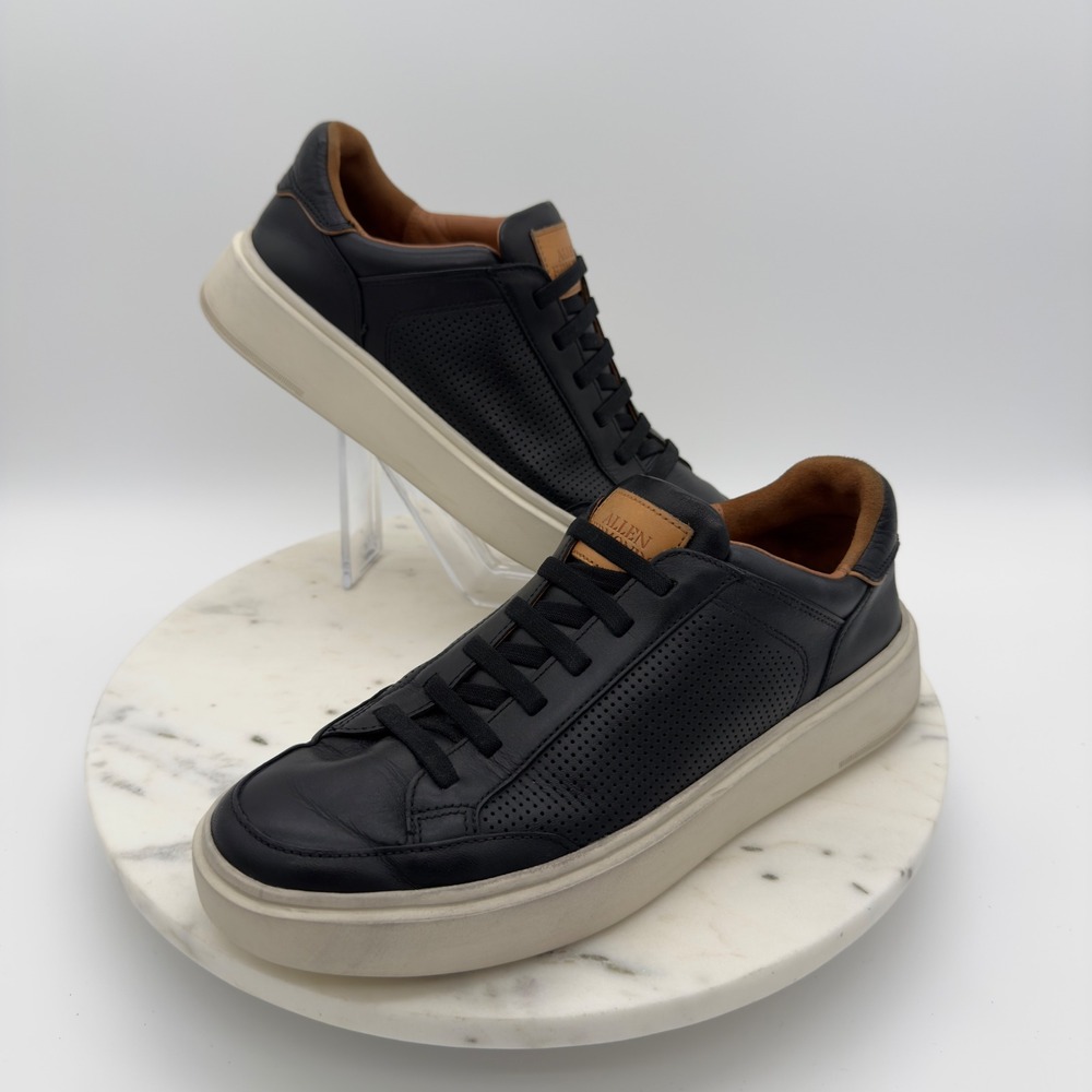 Allen Edmonds Courtside Sneakers Mens 9D Black Leather Perforated Low Top 6366